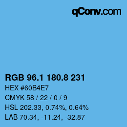 Color code: RGB 96.1 180.8 231 | qconv.com