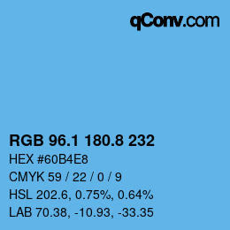 Color code: RGB 96.1 180.8 232 | qconv.com