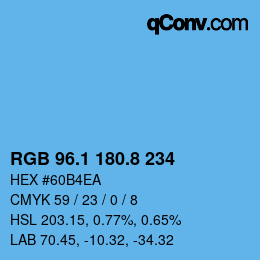 カラーコード: RGB 96.1 180.8 234 | qconv.com