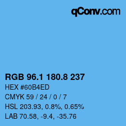 カラーコード: RGB 96.1 180.8 237 | qconv.com