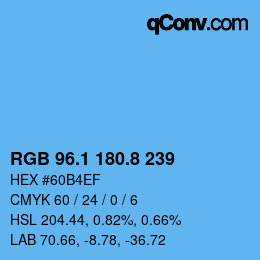 Color code: RGB 96.1 180.8 239 | qconv.com