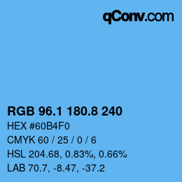 Color code: RGB 96.1 180.8 240 | qconv.com