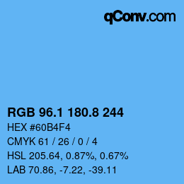 Color code: RGB 96.1 180.8 244 | qconv.com