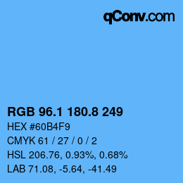 Color code: RGB 96.1 180.8 249 | qconv.com