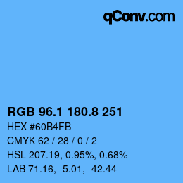カラーコード: RGB 96.1 180.8 251 | qconv.com