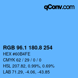 Color code: RGB 96.1 180.8 254 | qconv.com
