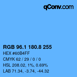 カラーコード: RGB 96.1 180.8 255 | qconv.com