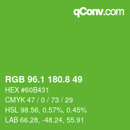 カラーコード: RGB 96.1 180.8 49 | qconv.com