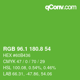 カラーコード: RGB 96.1 180.8 54 | qconv.com