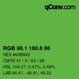 カラーコード: RGB 96.1 180.8 66 | qconv.com