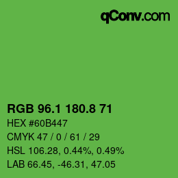 カラーコード: RGB 96.1 180.8 71 | qconv.com