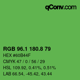 カラーコード: RGB 96.1 180.8 79 | qconv.com