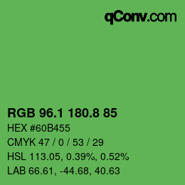 カラーコード: RGB 96.1 180.8 85 | qconv.com