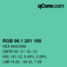 カラーコード: RGB 96.1 201 168 | qconv.com