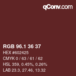 カラーコード: RGB 96.1 36 37 | qconv.com