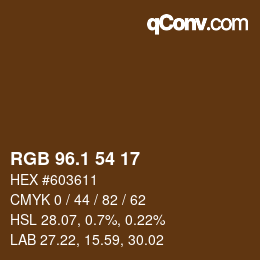 Color code: RGB 96.1 54 17 | qconv.com