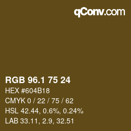 カラーコード: RGB 96.1 75 24 | qconv.com
