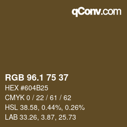 カラーコード: RGB 96.1 75 37 | qconv.com