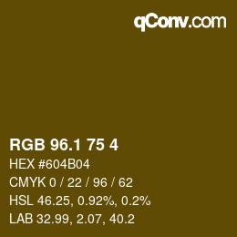 カラーコード: RGB 96.1 75 4 | qconv.com