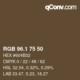 Color code: RGB 96.1 75 50 | qconv.com