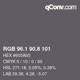 Farbcode: RGB 96.1 90.8 101 | qconv.com