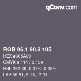 Color code: RGB 96.1 90.8 105 | qconv.com