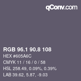 Color code: RGB 96.1 90.8 108 | qconv.com