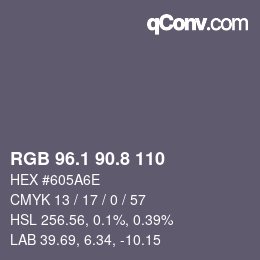 Color code: RGB 96.1 90.8 110 | qconv.com