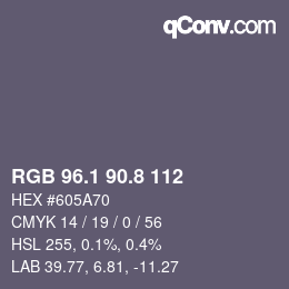 Color code: RGB 96.1 90.8 112 | qconv.com