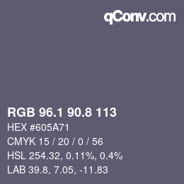 Color code: RGB 96.1 90.8 113 | qconv.com