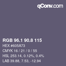Color code: RGB 96.1 90.8 115 | qconv.com