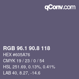 Color code: RGB 96.1 90.8 118 | qconv.com