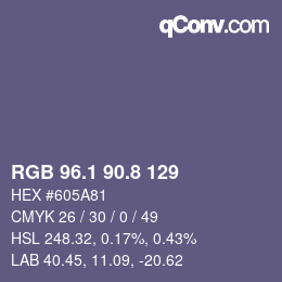 Color code: RGB 96.1 90.8 129 | qconv.com