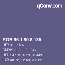 Color code: RGB 96.1 90.8 135 | qconv.com
