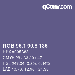 Color code: RGB 96.1 90.8 136 | qconv.com