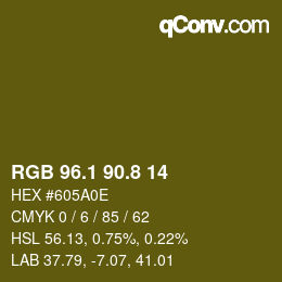 Color code: RGB 96.1 90.8 14 | qconv.com