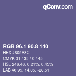 Color code: RGB 96.1 90.8 140 | qconv.com