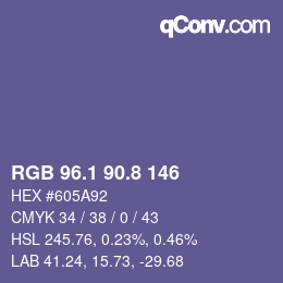 Farbcode: RGB 96.1 90.8 146 | qconv.com