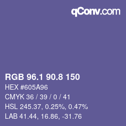 Color code: RGB 96.1 90.8 150 | qconv.com