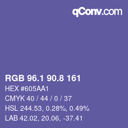 カラーコード: RGB 96.1 90.8 161 | qconv.com