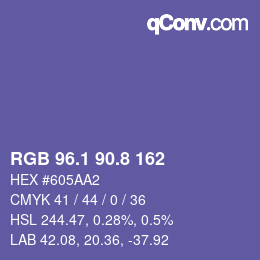 カラーコード: RGB 96.1 90.8 162 | qconv.com