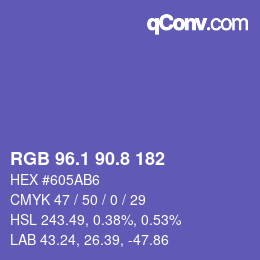 カラーコード: RGB 96.1 90.8 182 | qconv.com