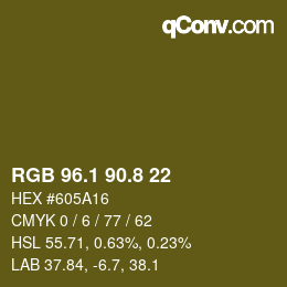 Color code: RGB 96.1 90.8 22 | qconv.com