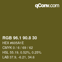 カラーコード: RGB 96.1 90.8 30 | qconv.com