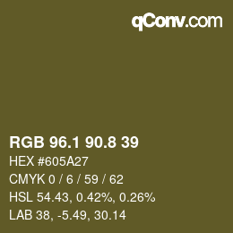 Color code: RGB 96.1 90.8 39 | qconv.com