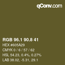 Color code: RGB 96.1 90.8 41 | qconv.com