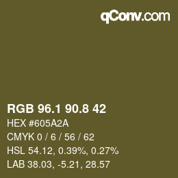 Color code: RGB 96.1 90.8 42 | qconv.com