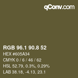 Color code: RGB 96.1 90.8 52 | qconv.com