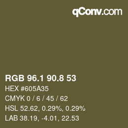 カラーコード: RGB 96.1 90.8 53 | qconv.com