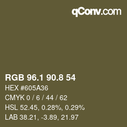 Color code: RGB 96.1 90.8 54 | qconv.com